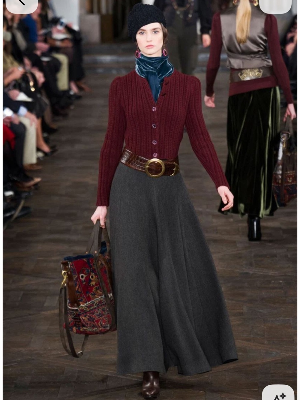 Lauren Ralph Lauren Gray Wool Blend A-Line Midi Skirt - Picture 5 of 5